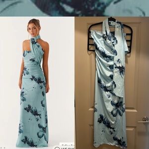 NEW (6) Peppermayo Songbird Maxi Dress - Blue Black Floral Formal Cocktail Gown